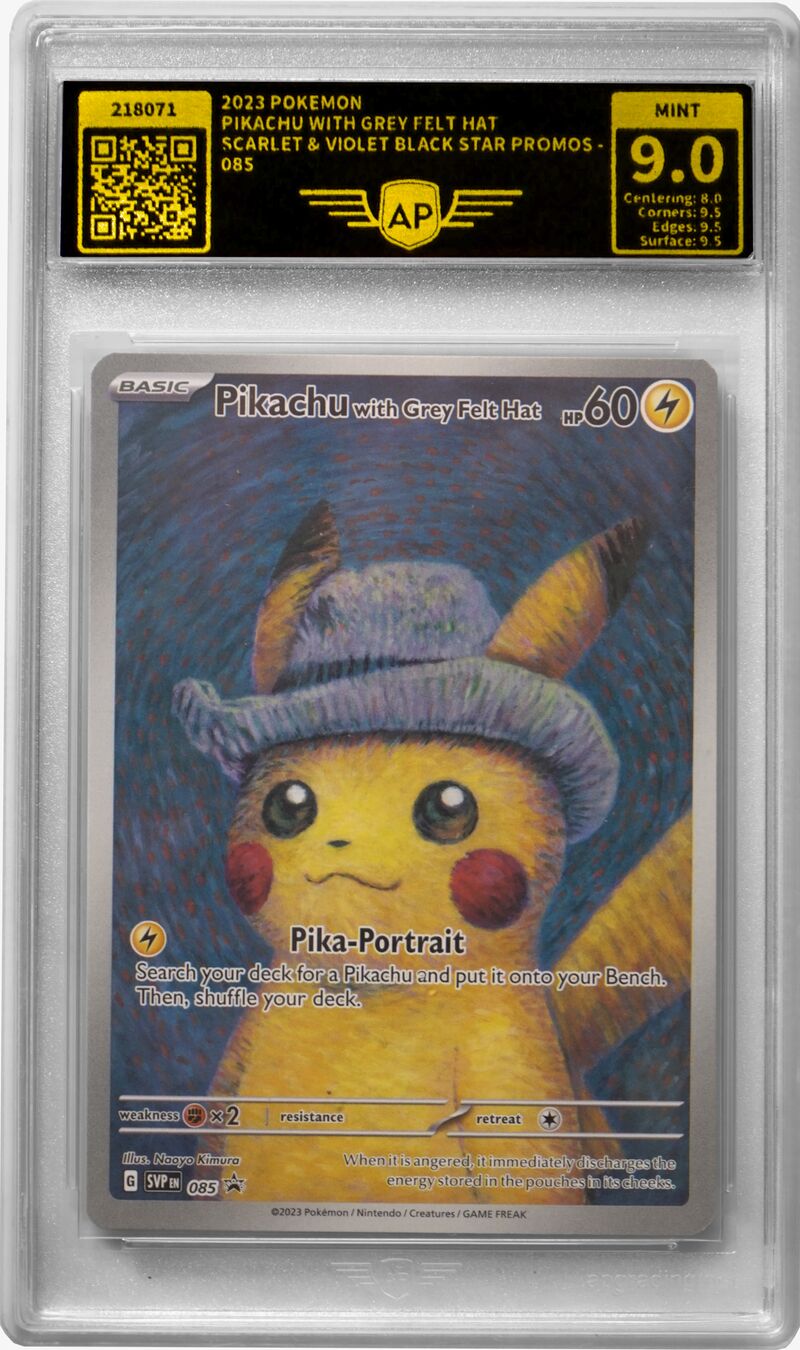Carte à collectionner Pokémon « Pikachu with Grey Felt Hat » notée par AP Grading dans un slab AP scellé – note MINT 9